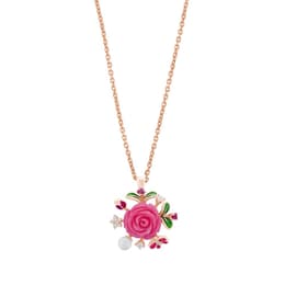 Rosered Gül Tasarımlı İncili Rose Altın Renkli Gümüş Kolye