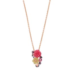 Rosered Uğur Böcekli Gül Tasarımlı Rose Altın Renkli Gümüş Kolye