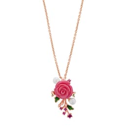Rosered Tomurcuklu Gül Tasarımlı Rose Altın Renkli Gümüş Kolye