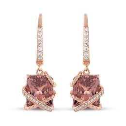 Gift Taşlı Burgulu Bant Tasarımlı Radiant Kesim Rose Altın Renkli Gümüş