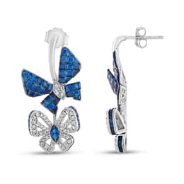 Eclat Blue Butterfly Silver Earrings