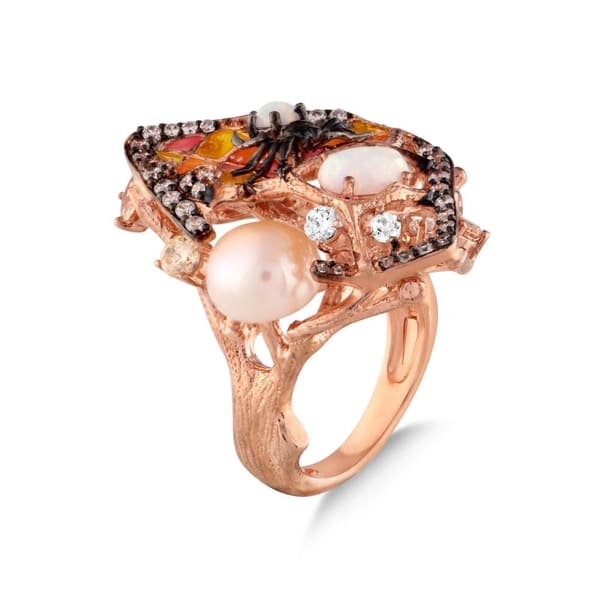 Серебряное кольцо Spider Model-2 Rose с родиевым покрытием