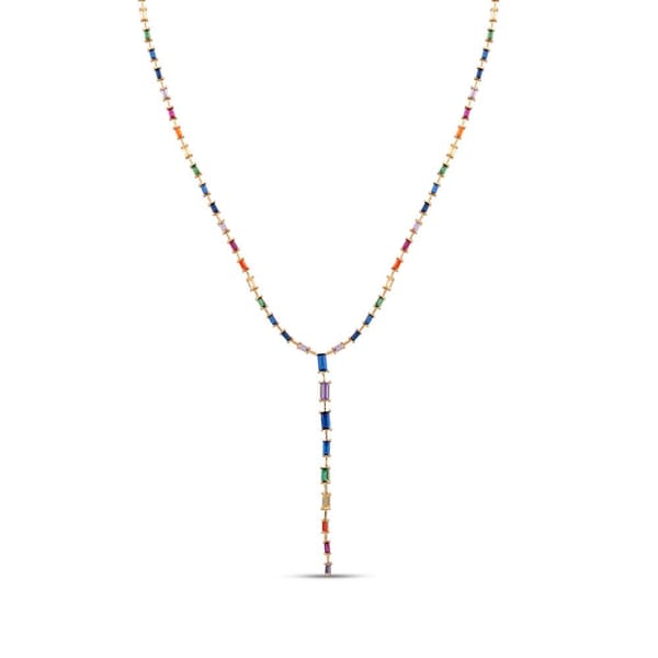 Колье Rainbow Salkım Baget Kesim из зеленого золота с серебром