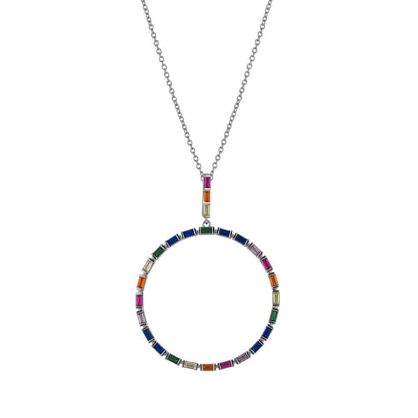 Колье Rainbow Collection с багетными камнями в виде радуги, серебро