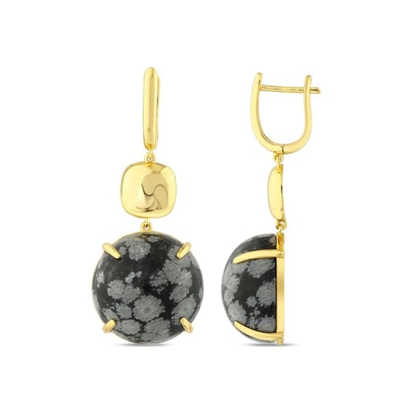 Коллекция Lucky Gems, желтое покрытие, натуральный камень «Снежный цветок», серебряные серьги-подвески