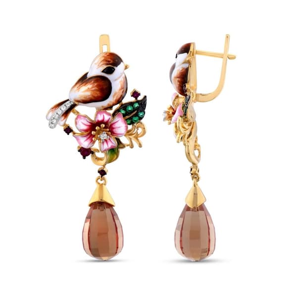 Zultanite Model-1 Flower Figured Enamel Silver Earrings