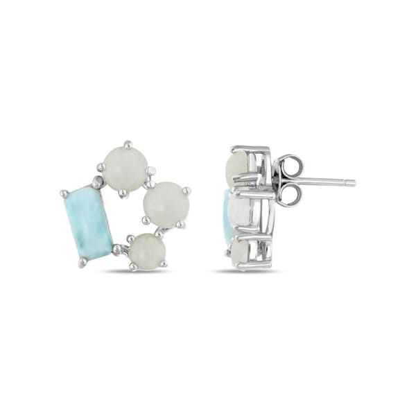 Lucky Gems Collection Larimar and Mother-of-Pearl Silver Earrings