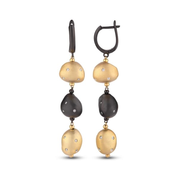 Clouds Collection Amorphous Gold-Black Silver Earrings