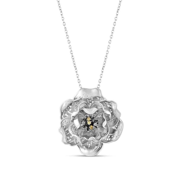 Gallica Multi-Leaf Rose Model Silver Necklace