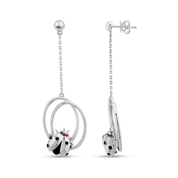 Ladybee Collection Ladybug and Ring Design Silver Earring