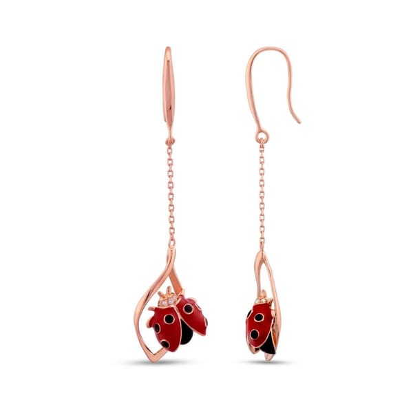 Ladybee Red Ladybug Design Silver Earrings