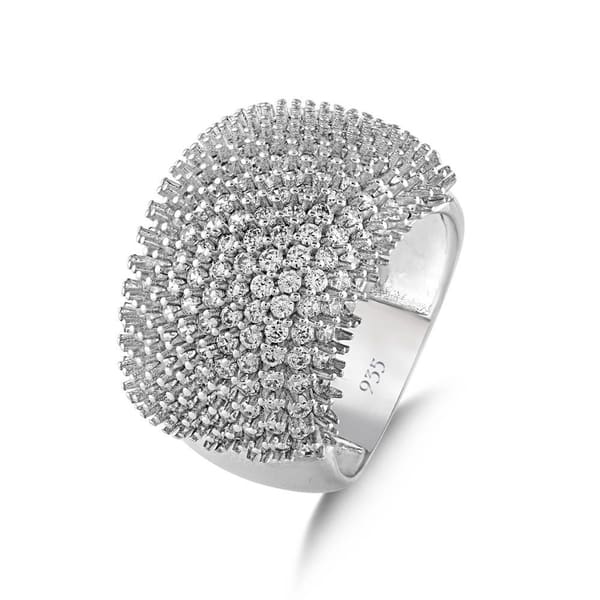 Hedgehog White Half-Round Silver Ring
