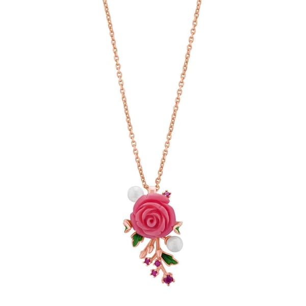 Rosered Tomurcuklu Gül Tasarımlı Rose Altın Renkli Gümüş Kolye