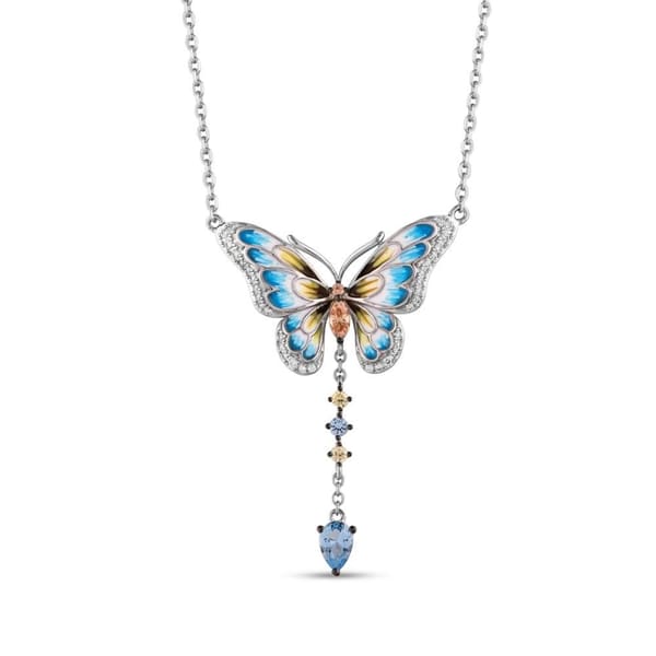 Heaven Model-10 Kelebek Tasarımlı Zirkonlu Gümüş Kolye