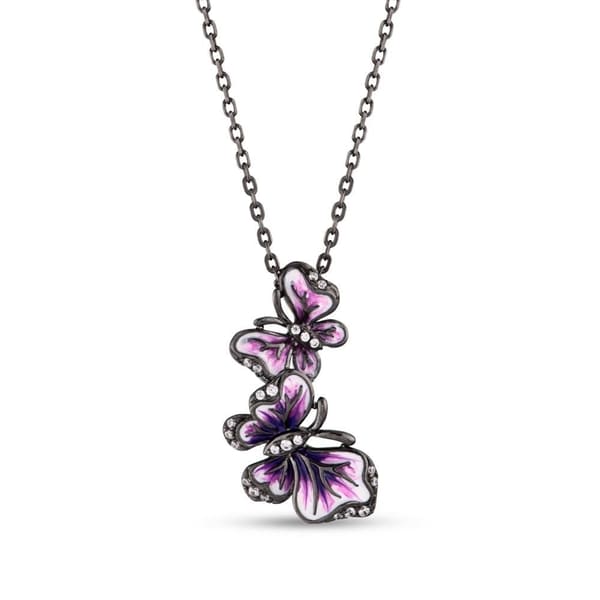 Heaven Collection Butterfly Design Stone Silver Necklace