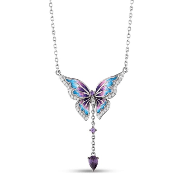 Heaven Model-13 Kelebek Tasarımlı Zirkonlu Gümüş Kolye