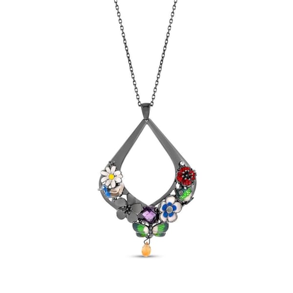 Night Collection Teardrop Design Floral Chain Necklace