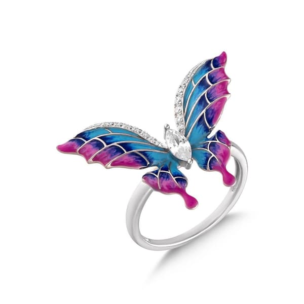 Heaven Model-9 Kelebek Tasarımlı Zirkonlu Gümüş Yüzük