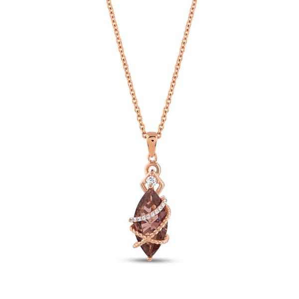 Gift Burgulu Bant Tasarımlı Marquise Kesim Rose Altın Renkli Gümüş Kolye