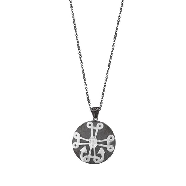Santa Claus Anchor Cross Santa Claus Design Silver Necklace
