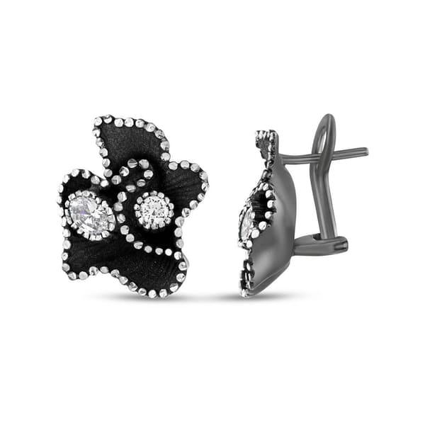 Soul Dance Collection Northern Lights Motif Black Silver Earrings