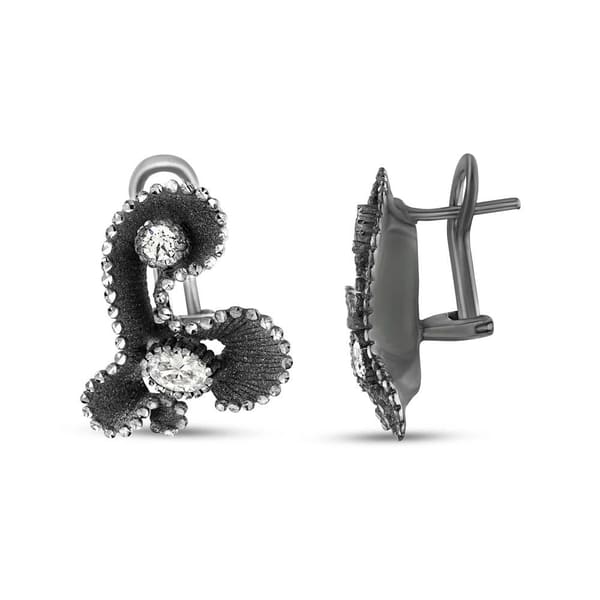 Soul Dance Model-2 Northern Lights Motif Black Silver Earrings