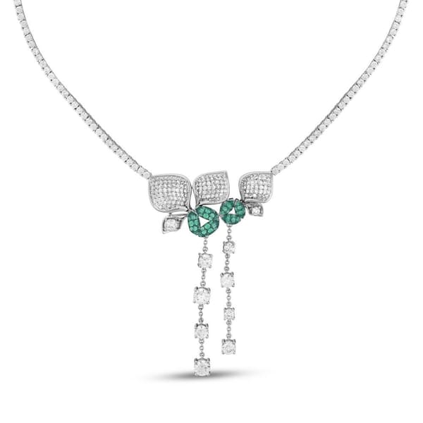 Серебряное колье Eclat Collection Green Bud