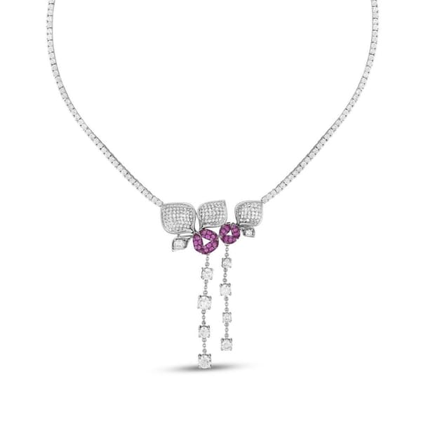 Серебряное колье Eclat Collection Pink Bud