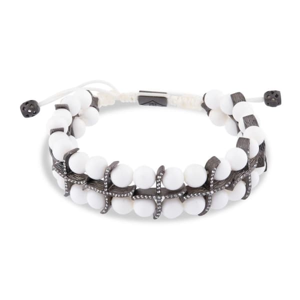 Shamballa Zircon Double Row White Natural Stone Bracelet