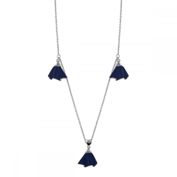 Lucky Gems Collection Lapis Enamel Fan Motif Multi Necklace