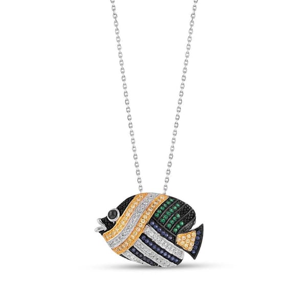 Dream Jungle Collection Zircon Stone Sea Creature Silver Necklace