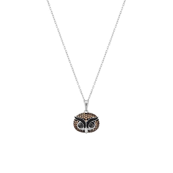 Dream Jungle Collection Stone Owl Design Silver Necklace