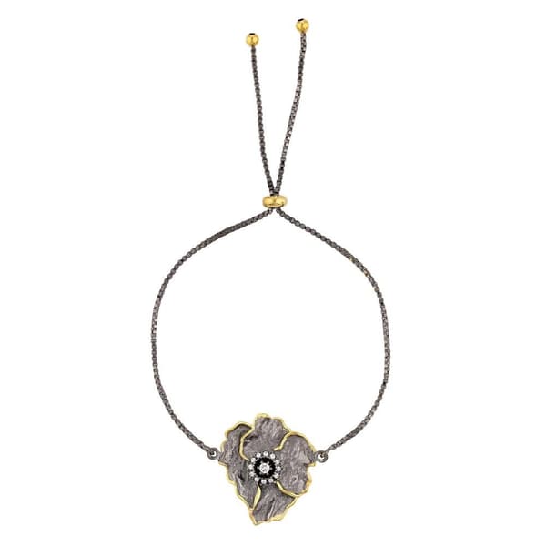 Kaleidoscope Collection White Stone Flower Adjustable Silver Bracelet