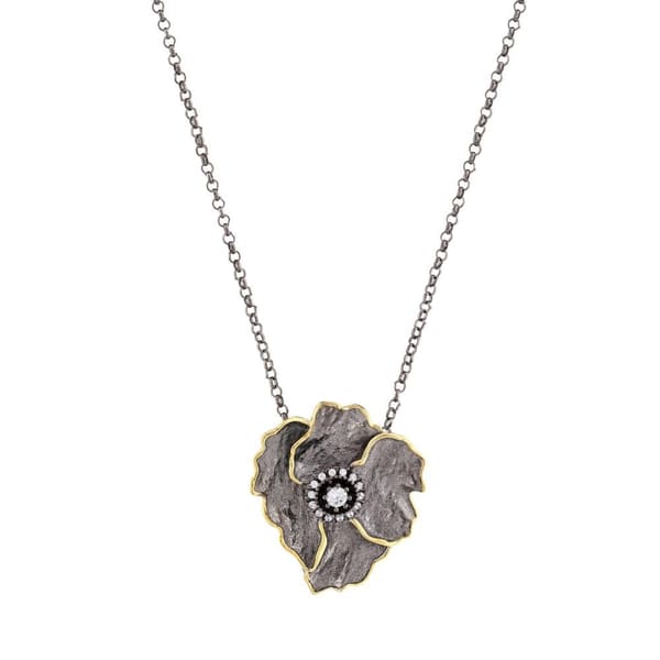 Kaleidoscope Collection White Stone Flower Silver Necklace