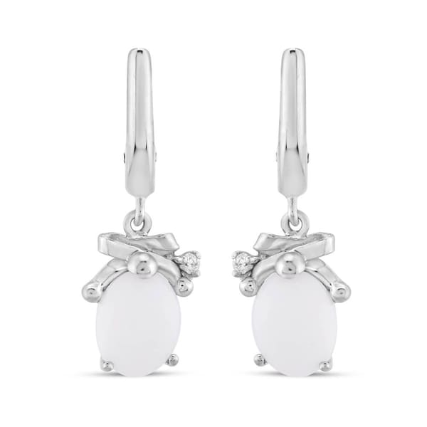 White Dreams Oval Beyaz Taşlı Kurdele Detaylı Gümüş Küpe