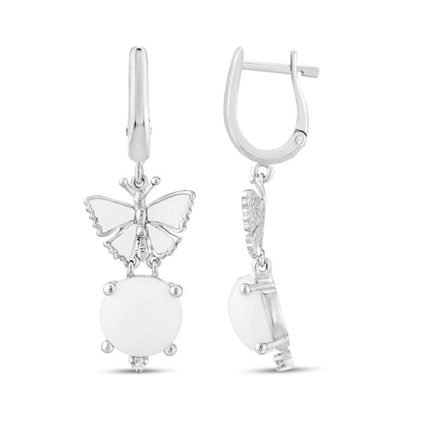 White Dreams Model-15 Beyaz Agat Taşlı Gümüş Küpe