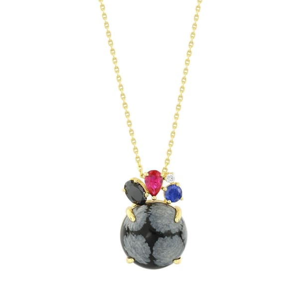 Lucky Gems Collection Gold Plated Snowdrop Stone and Colored Zircon Cluster