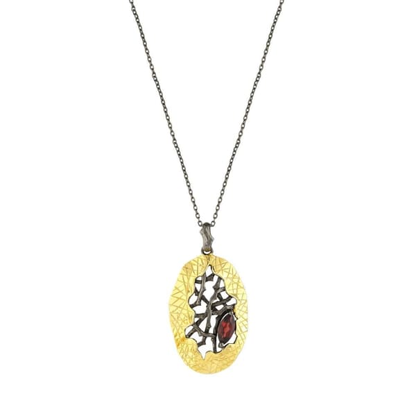 Kaleidoscope Collection Gold Plated Red Stone Silver Necklace