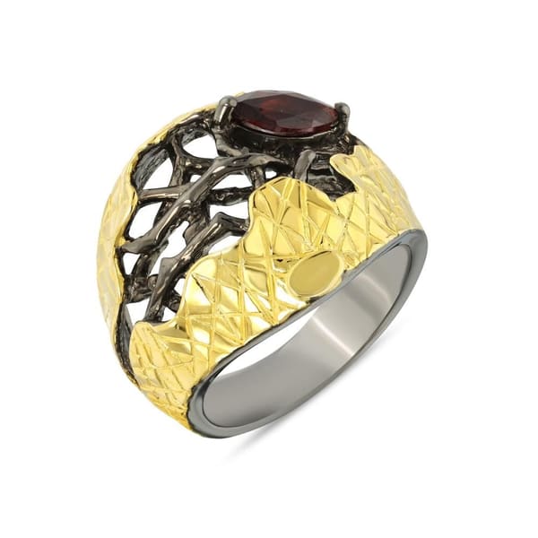 Kaleidoscope Collection Black Rhodium Branch Detail Silver Ring