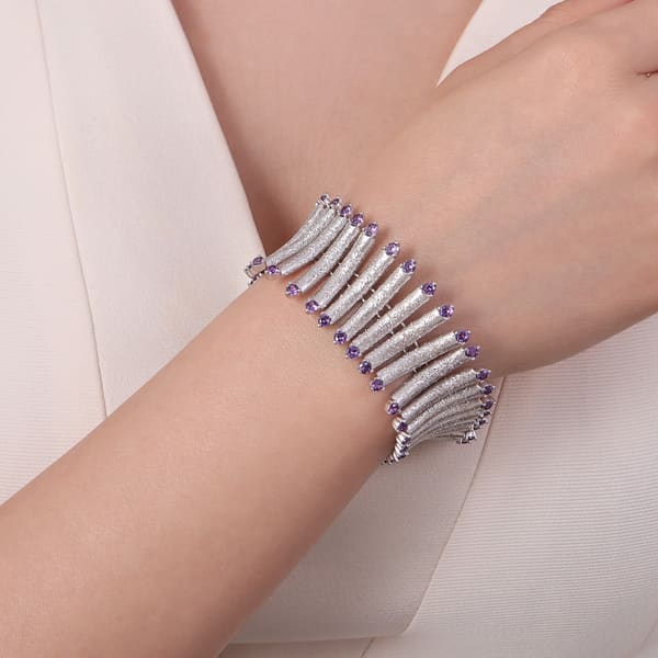 Flowers Collection Purple Stone Shimmer Bracelet