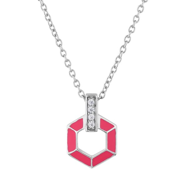 Колье Gift Collection с розовой эмалью и геометрическим узором