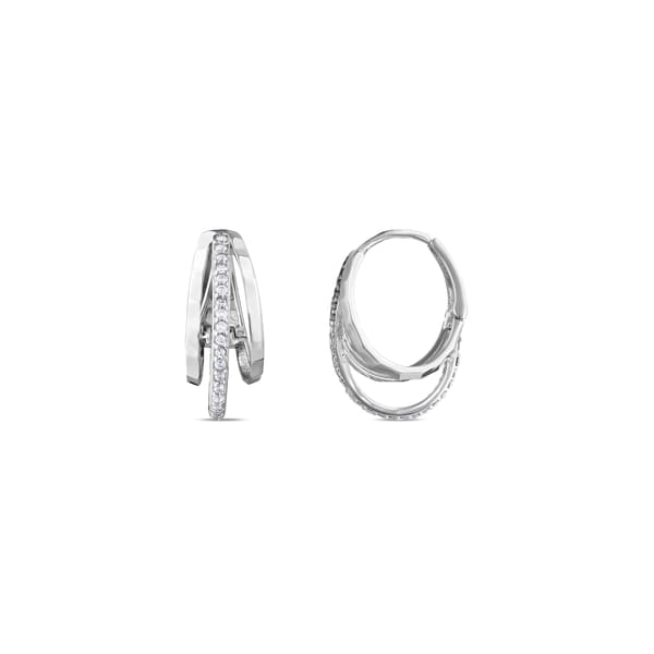 Gift Collection Triple Layer Zircon Stone Silver Hoop Earrings
