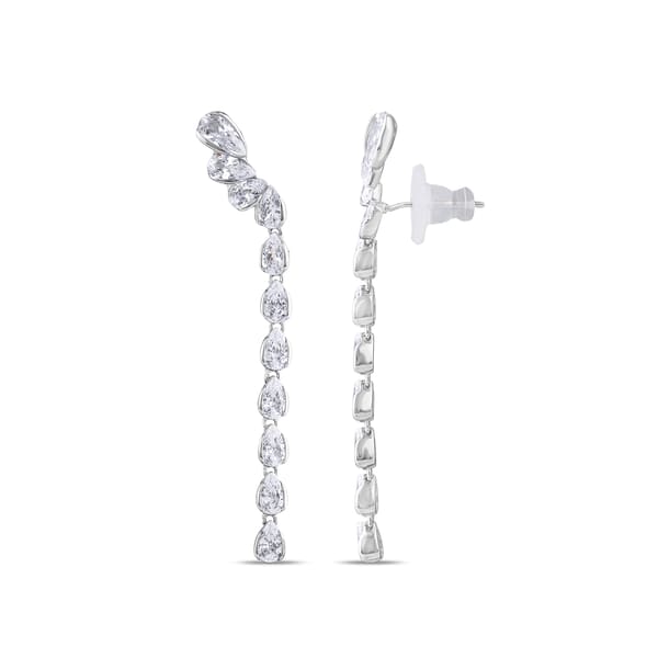 Длинные серебряные серьги Gift Collection в форме водной дорожки с камнями каплевидной огранки