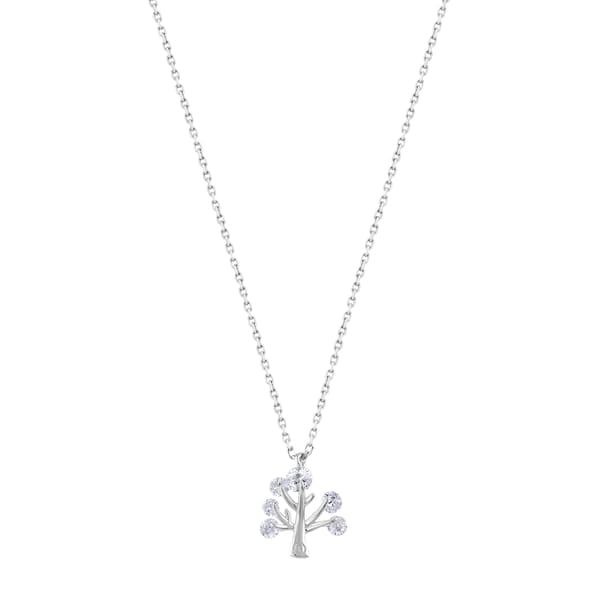 Gift Collection Round Zircon Stone Tree of Life Silver Women's Necklace
