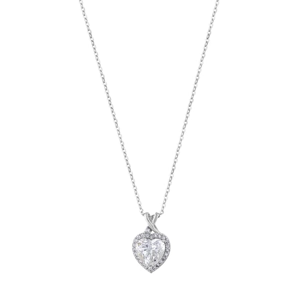 Gift Collection Crossbody Heart Cut Halo Silver Women's Necklace