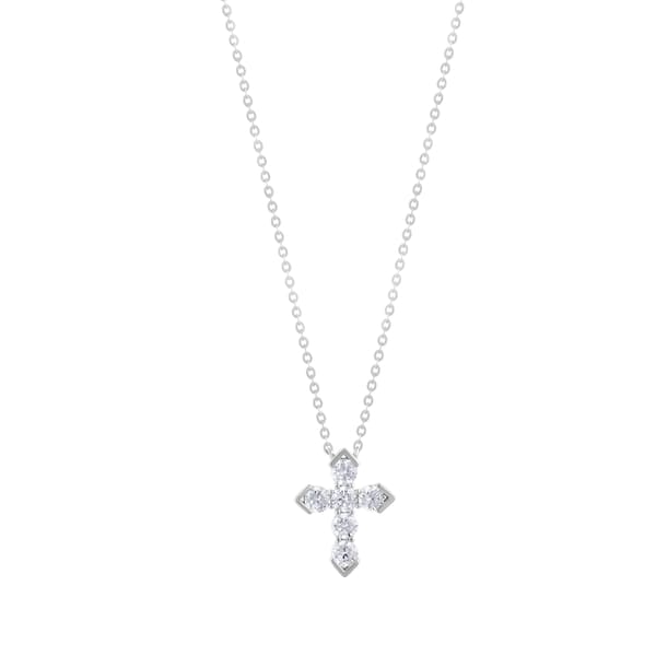 Женское серебряное ожерелье Gift Collection с круглым камнем и крестом в виде стрелы