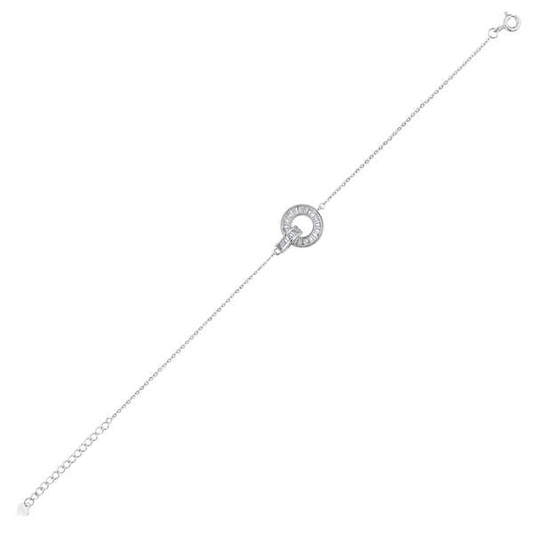 Gift Collection Baguette Stone Intertwined Ring Silver Women's Bracelet