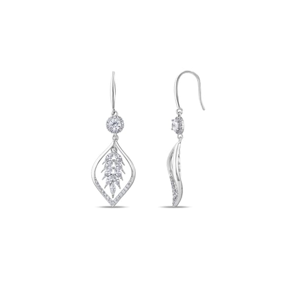 Серебряные серьги-крючки Gift Collection с камнями огранки «маркиз» и фигурой колоса
