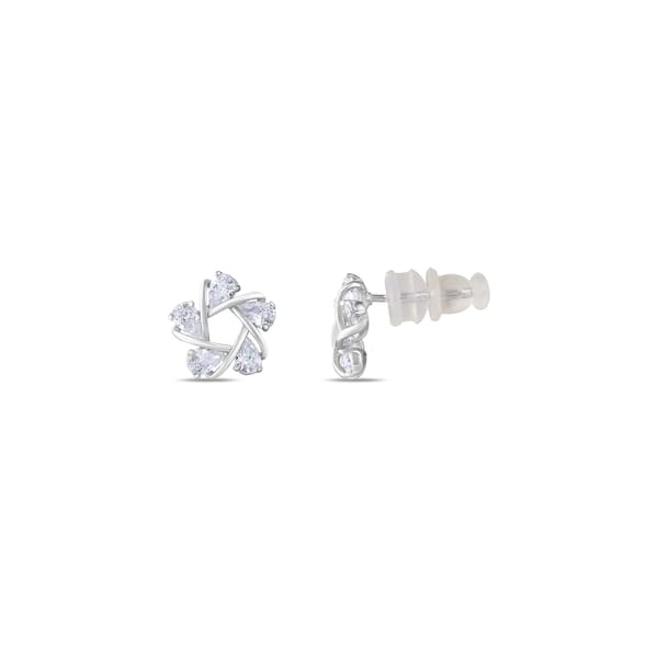 Серебряные серьги Gift Collection с камнями каплевидной огранки и спиральным цветочным мотивом