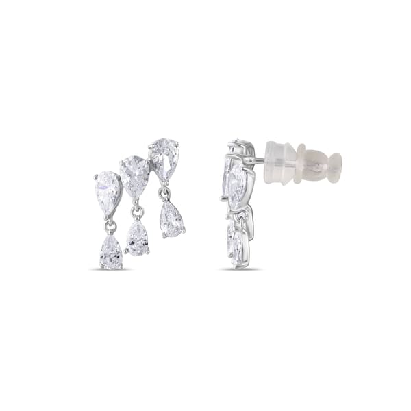 Серебряные висячие серьги Gift Collection с фианитами в форме капли